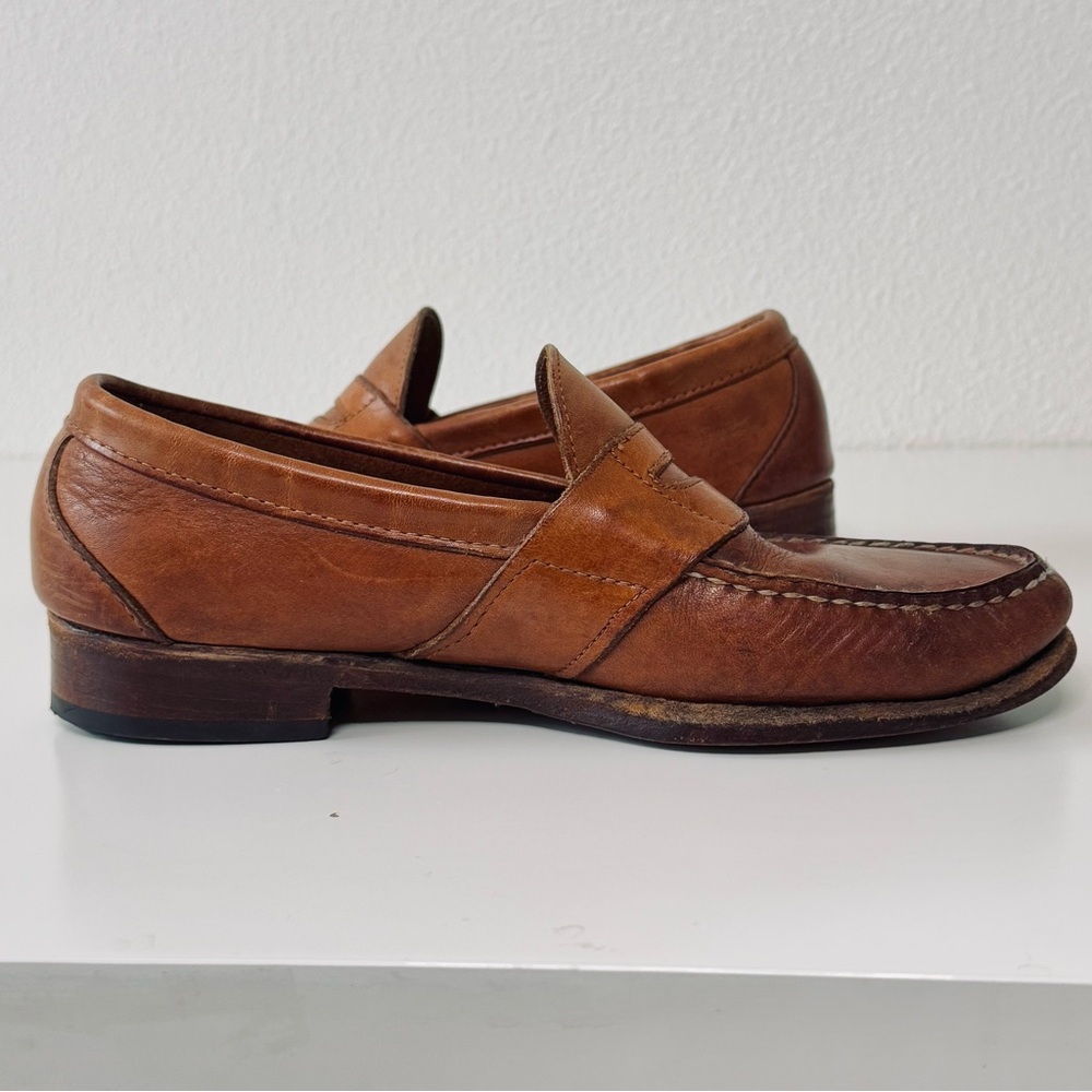 VINTAGE Cole Haan Made in USA Leather Penny Loafers Chestnut Brown-Men’s Size 8C - Picture 5 of 14
